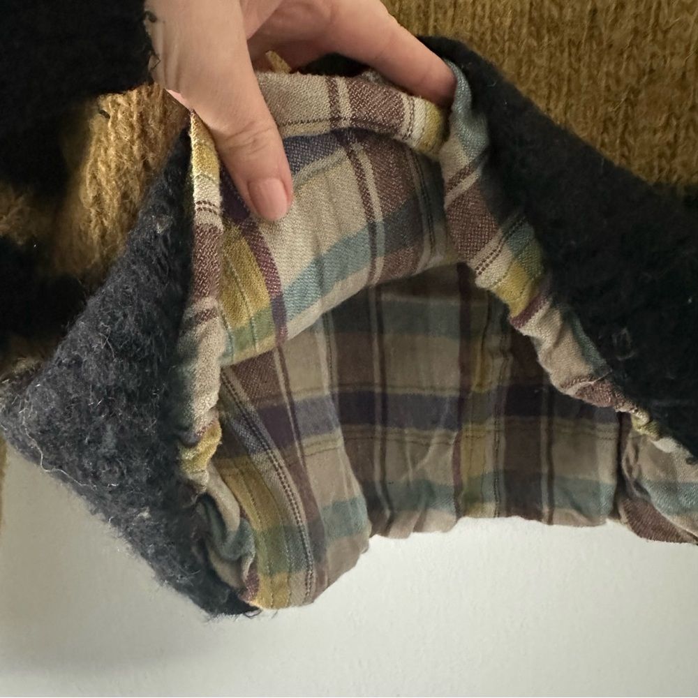 Vintage Wool Sweater Gold Black Small Cropped Y2K 90s grunge flannel lined edgy - Picture 3 of 3